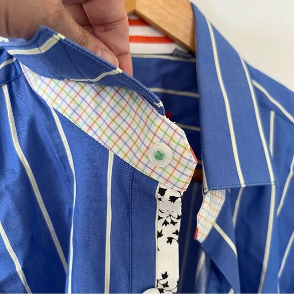 Robert Graham NWT "Aruba" Blue White Stripe Cotton Button Down Dress Shirt - Picture 16 of 16
